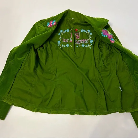 Johnny Was Green Floral Bird Pheasant Peacock Embroidered Blazer Jacket Small - Picture 4 of 11